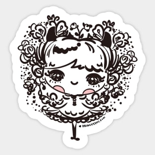 whimsical cute girl illustration Sticker